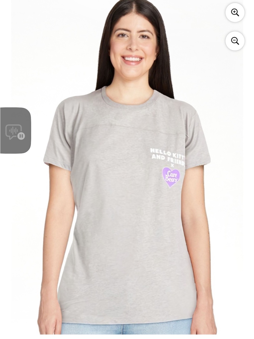 Hello Kitty & Friends x Care Bears Gray Graphic Tee XS Juniors NWT
